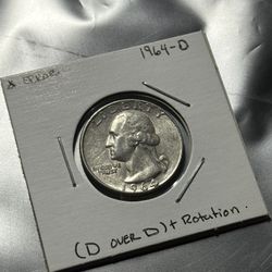 Silver Quarter 1964-D (Error) D Over D.