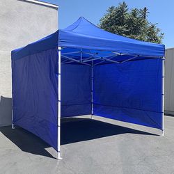 (NEW) $120 Heavy Duty White 10x10 ft Canopy with 3 Sidewalls EZ Popup Outdoor Gazebo, Carry Bag 