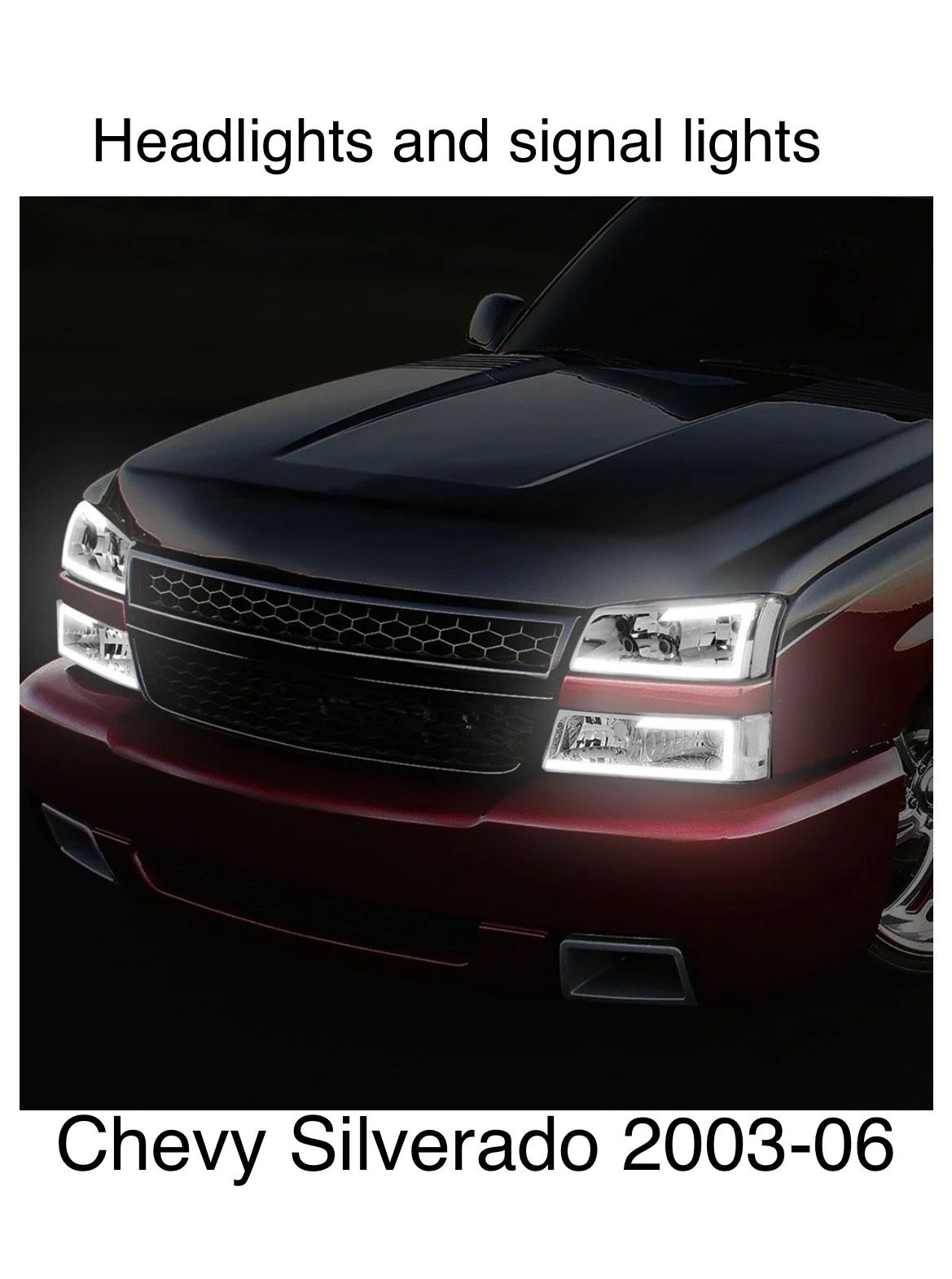 Chrome Clear Headlights And Signals Lights Set With Drl White Light