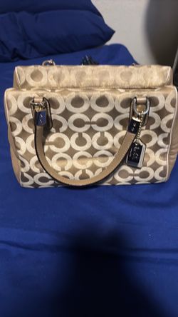 Coach Signature C Beige Logo Satchel Top Zip Medium
