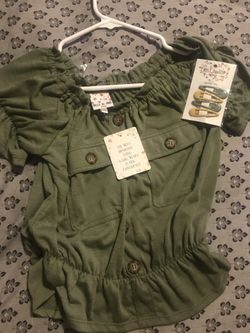 Green olive shirt with clips