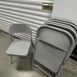 Set Of 7 Metal Chairs Cosco 