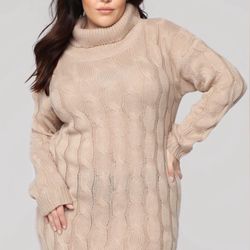 Fashion Nova Mocha Colored Sweater Dress Size 2X