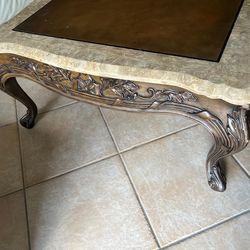 Marble/wood cocktail table