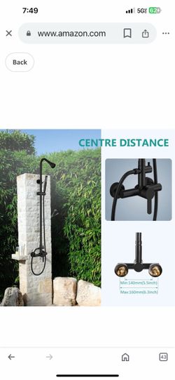 Stainless Steel Wall Mounted Outdoor Shower Black and nickel C56 B