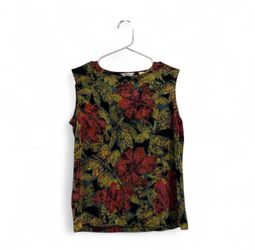 Laura Ashley Floral Tank Top Cottagecore Sleeveless Blouse