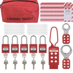 Lockout Tagout Kit Electrical Loto - 48 PCS OSHA Compliant Safety Kit with Padlocks, Hasps, Zip Ties, Tags & Storage Bag for Industrial/Electrical Equ