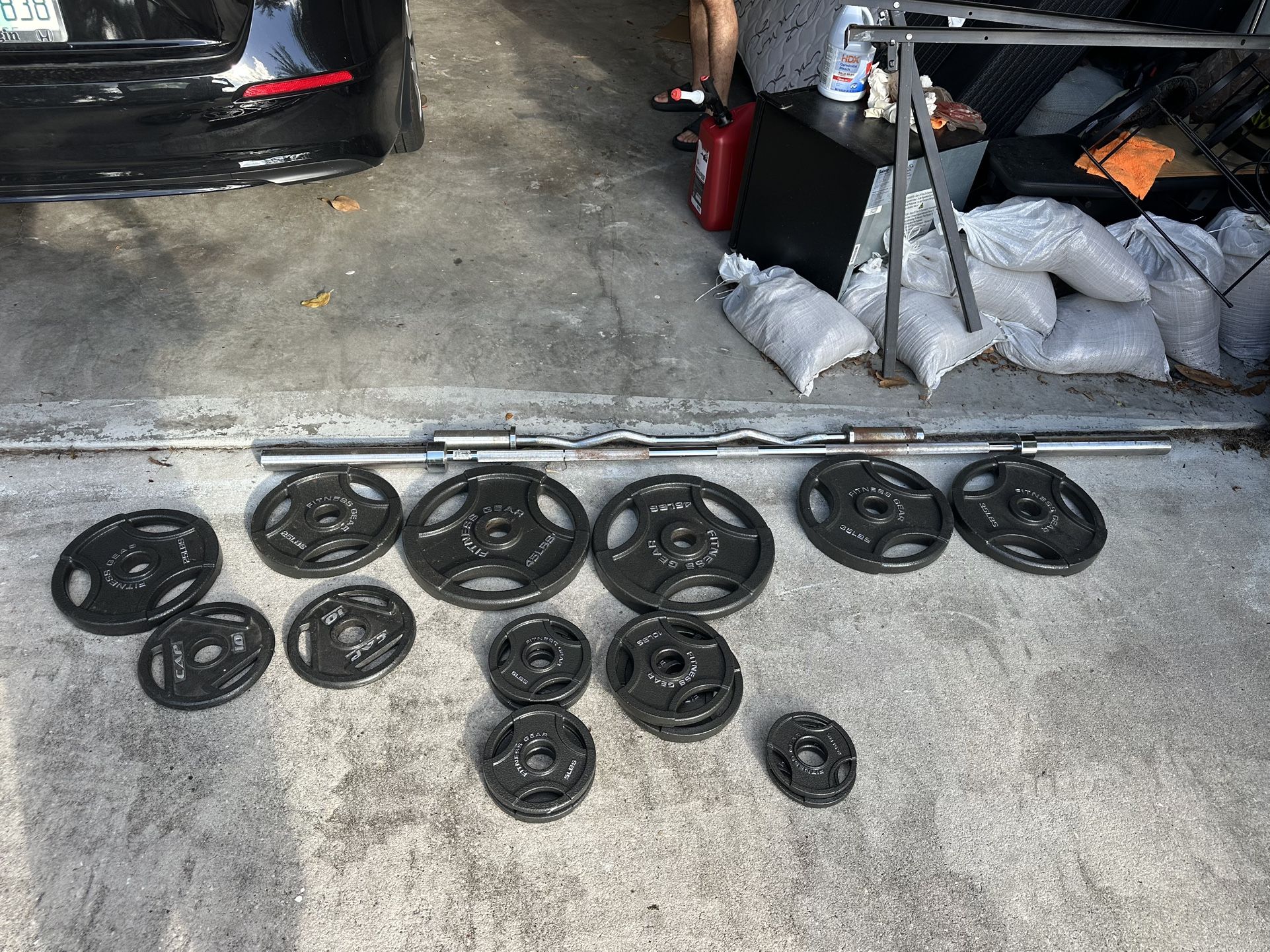 Barbell And Curlbar Weight Set