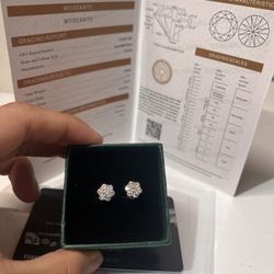 1ct Diamond Earrings 925 Silver 