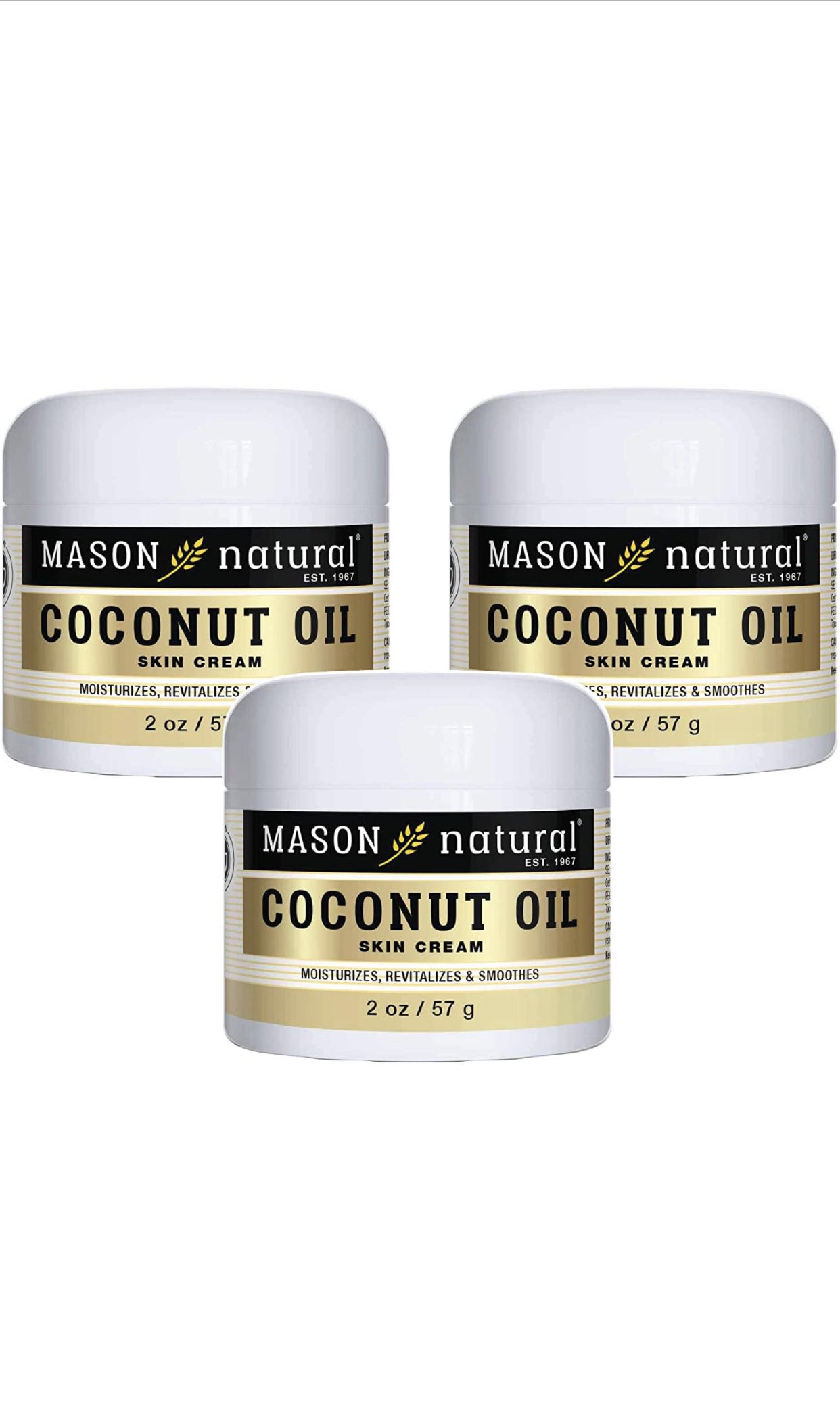 Mason Natural Coconut Oil Beauty Cream, 2 Ounce, 3 Count