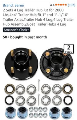 NEW 4 LUG 2000 LB TRAILER HUB KIT