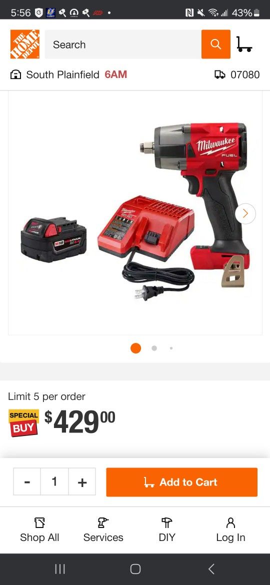 Milwaukee M18 Impact 3/8 Fuel With Hard Case And Two Batteries