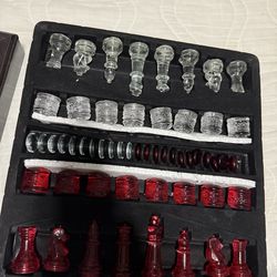 In n out Red and white chess board