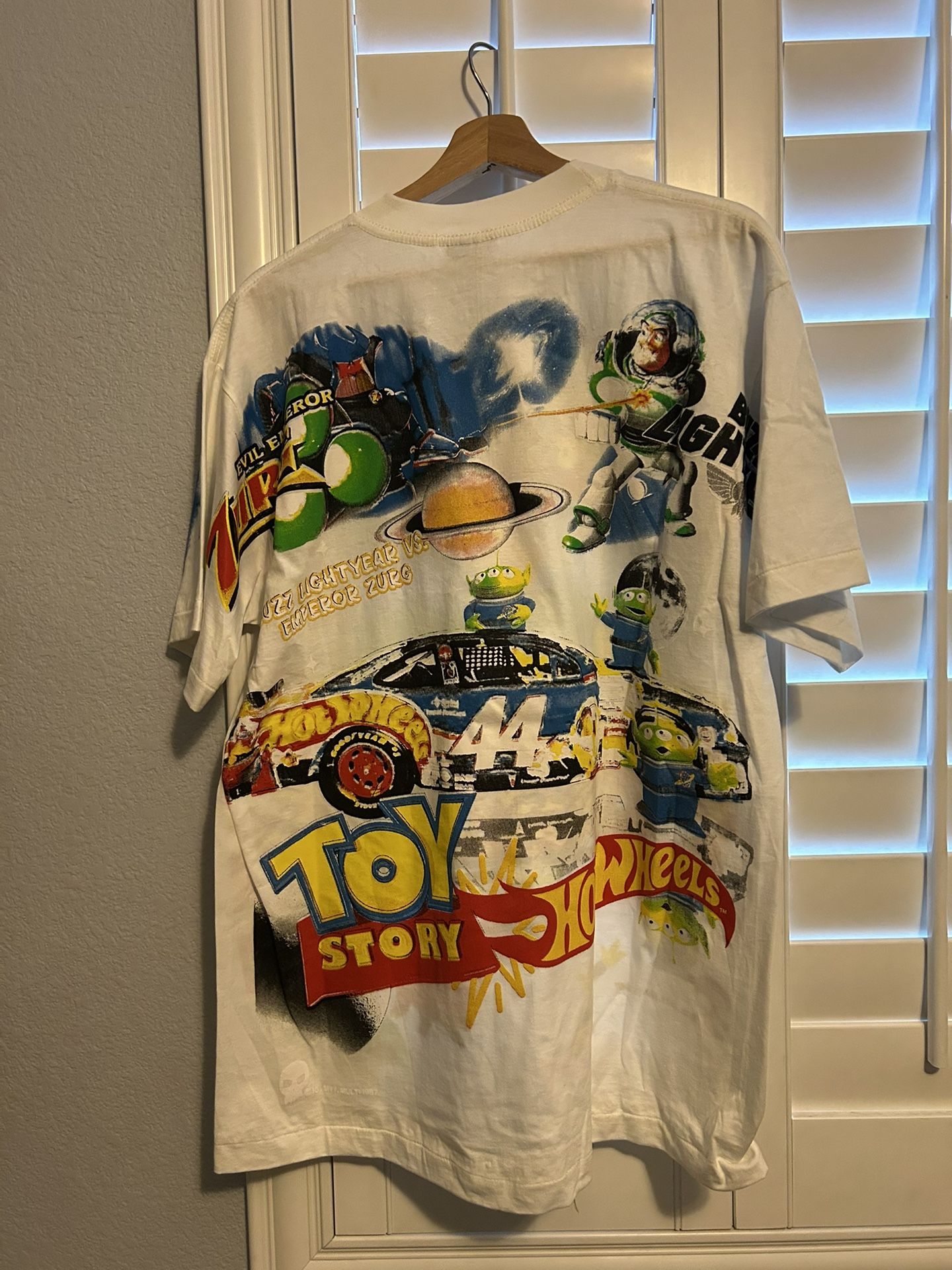 VTG Y2K 90’S BOOT LEG GIANT TEE JAYS TOY STORY AOP WHITE T SHIRT SIZE XL Shirts