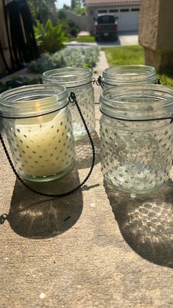 Polkadot hanging Glass Jars 