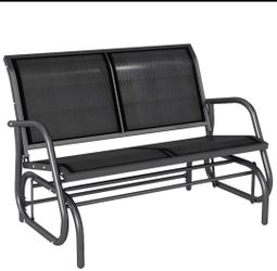 Outsunny 2-Person Outdoor Glider Bench, Patio Double Swing Rocking Chair Loveseat w/Powder Coated Steel Frame for Backyard Garden Porch, Black