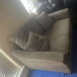 Olive Green Suede Couch And Loveseat 