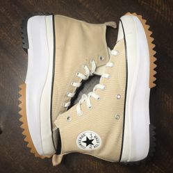 Converse Beige High-Tops with White and Black Accents
