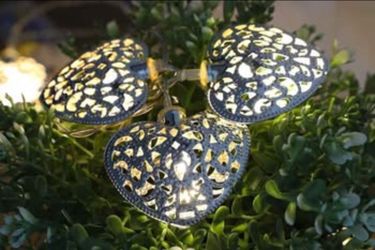 Hollow Heart Shape String Lights - Metal Geometric LED Fairy Lights Battery