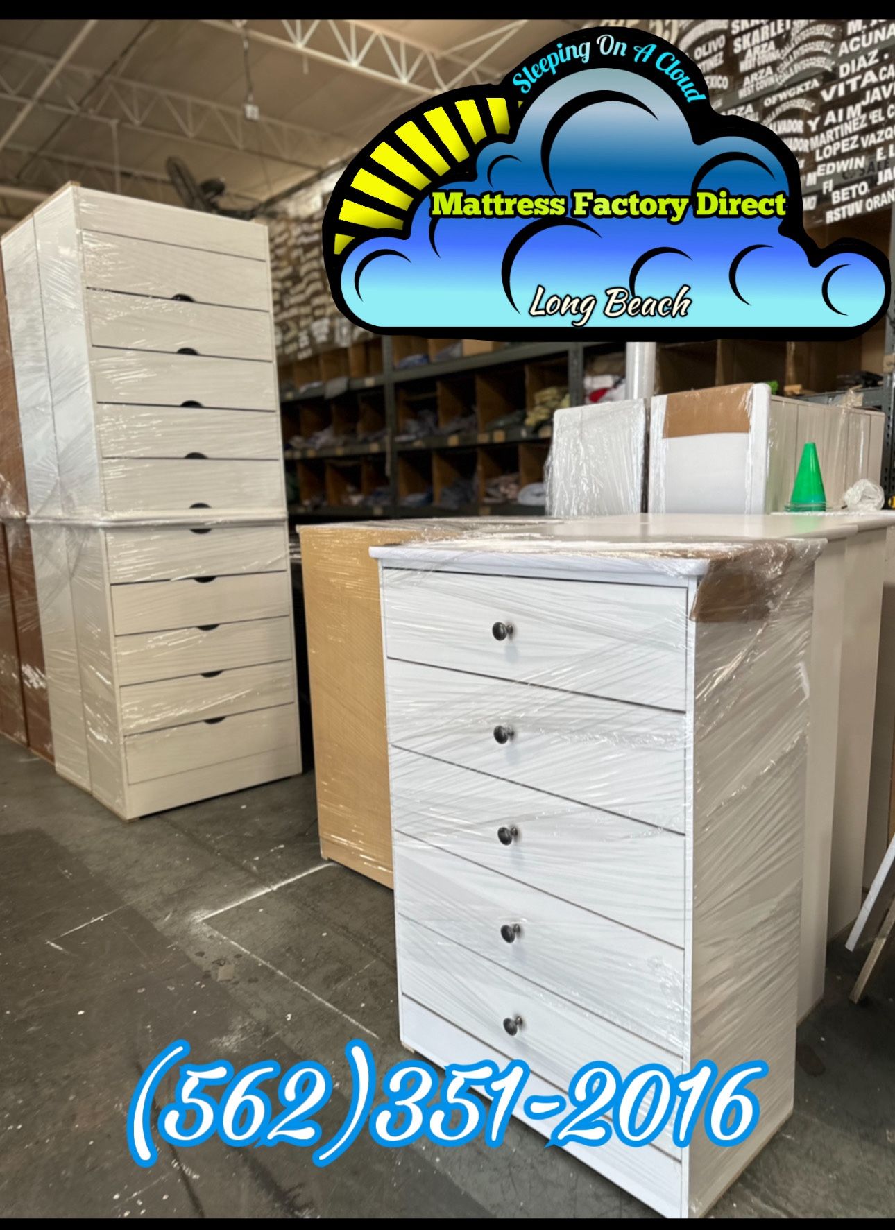 Five Drawer White With Metal Handles New Chest Compressed
