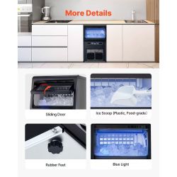 Commercial Ice Maker Machine, 70lbs/24H Ice Maker Machine with 12lbs Storage Capacity, 36 Ice Cubes in 15 Minutes, LED Digital Display Freestanding Se