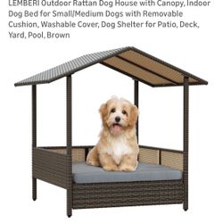Rattan Dog/Cat Bed With Roof/canopy 
