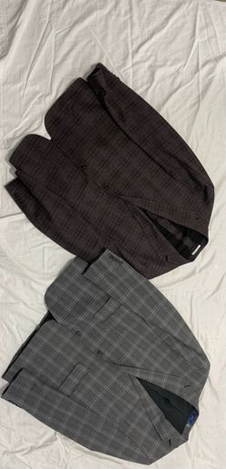 Bar III Slim Fit Brown Plaid Sport Coat & APT. 9 Slim Fit Gray Plaid Blazer