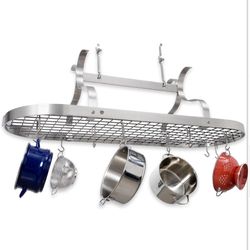 Enclume Premier Scroll Arm Oval Ceiling Pot Rack, Stainless Steel 