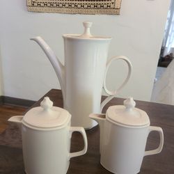 Rare Unfinished Franciscan Fine China Coffee Pot and Creamers