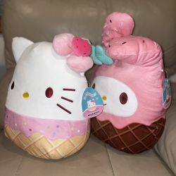 Two (2) NEW WITH TAGS Squishmallows, Hello Kitty and My Melody