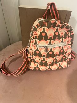 Small Pig Print Canvas Backpack