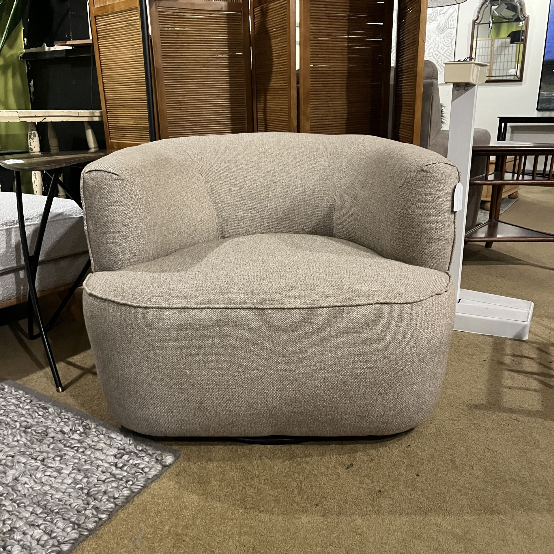 Khaki Tweed Swivel Chair