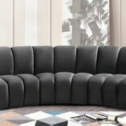 Infinity Velvet / Wood Grey 3pc. Modular Sectional

