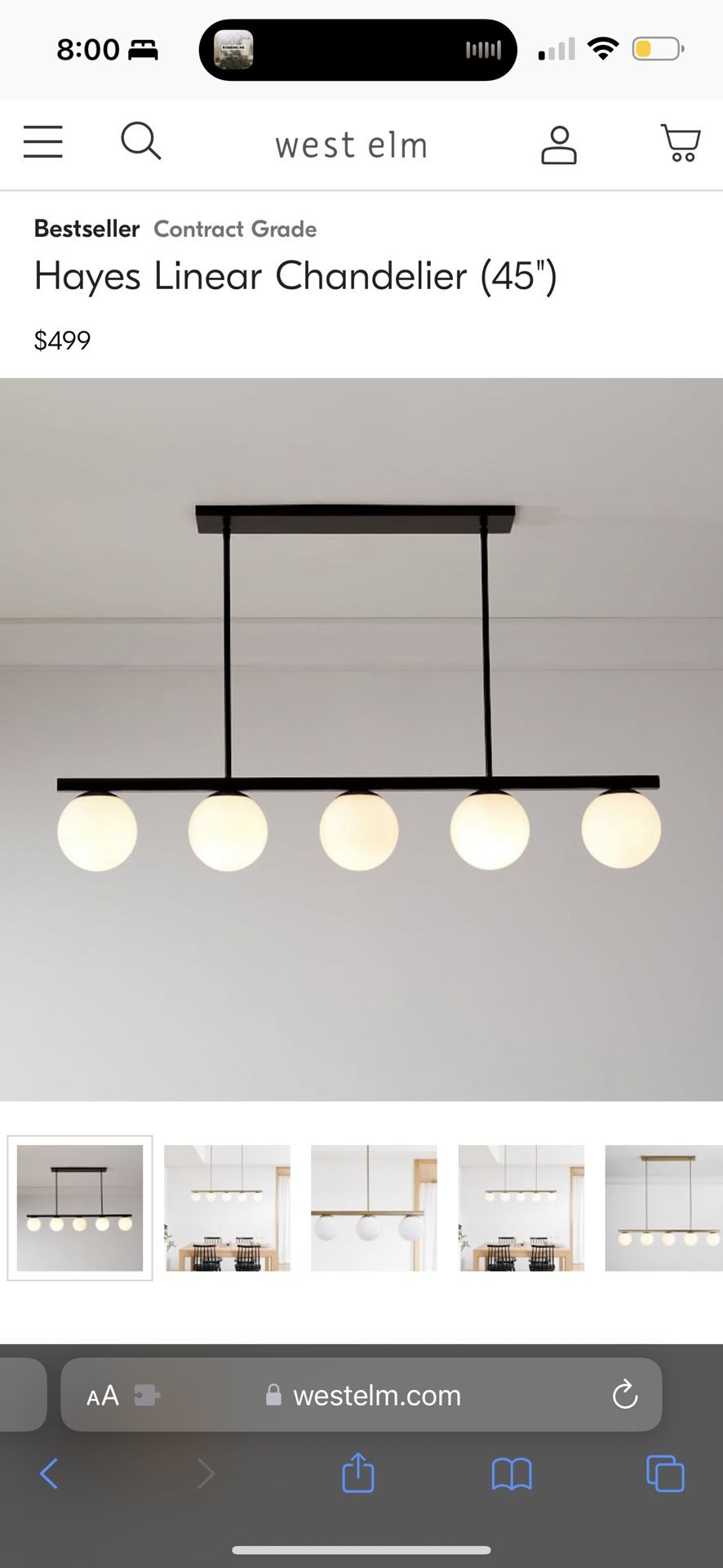 West Elm Chandelier Light Fixture (Black/Bronze)
