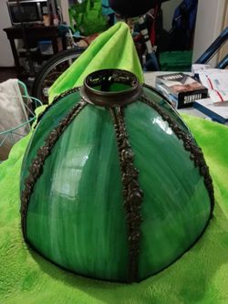 Antique slag glass lamp shade