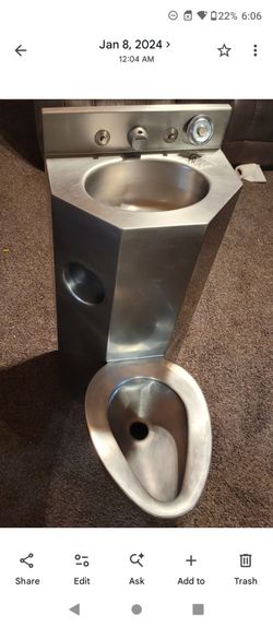 Heavy-Duty Stainless Steel Combo Toilet/Sink Unit