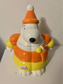 Peanuts Snoopy Candy corn Cookie Jar Zrike Brands 10.5”