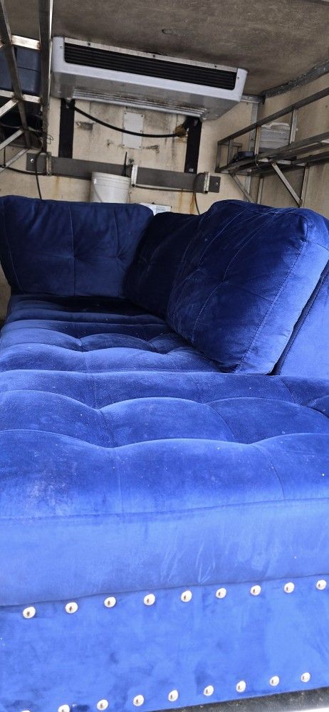Beautiful Blue Velvet Couch