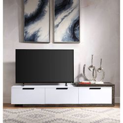 Brand New High Gloss White/Rustic Extendable TV Stand