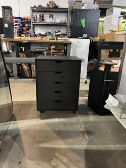 25.5” 5-Drawer Rolling Storage Cabinet on Casters – Black