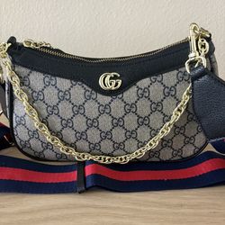 Gucci ophidia textured leather printed coated canvas shoulder bag!