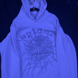 Sp5der OG Rhinestone White Hoodie