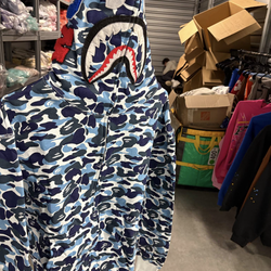 Blue camo Bape hoodie size L
