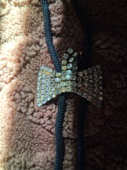 Rhinestone Bow Bolo Tie