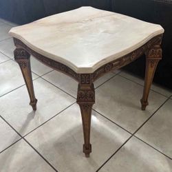 Antique Bronze & Marble End Table 24”x24”x22”H