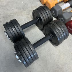 Pair of 35lb adjustable dumbbells with plates. 70lb in total $70