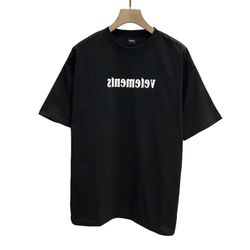 Vetements Inverted Letter Print Round Neck Short Sleeve T-Shirt Black