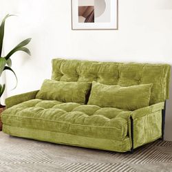MAXYOYO Adjustable Floor Sofa Bed with 2 Pillows, Green