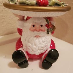 Fitz And Floyd Noel Santa Pillar Candleholder 2005