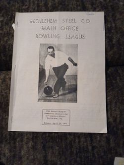 1952 Bethlehem Steel Main Office Bowling League Banquet Booklet – Bethlehem PA